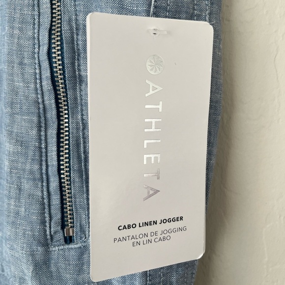 NWT Athleta Cabo linen joggers chambray blue 16 - Picture 7 of 10